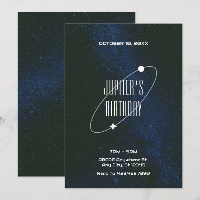 Invitation Space Starry Night Universe Anniversaire (Devant / Derrière)