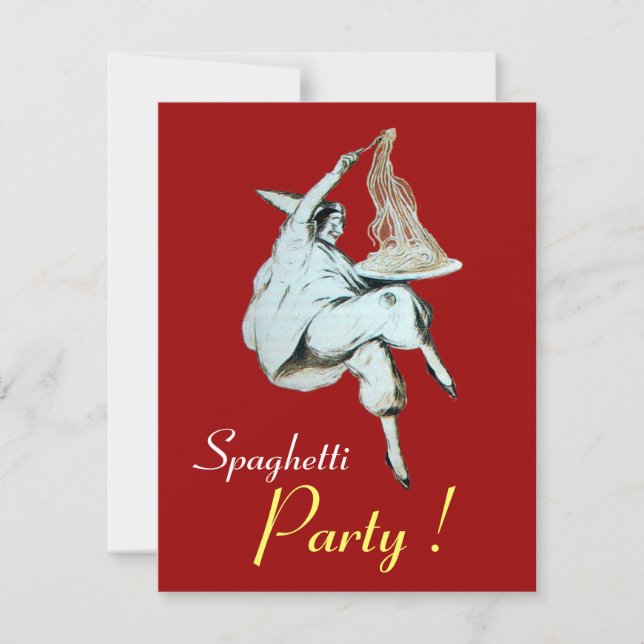 Invitation SPAGHETTI PARTY, ITALIAN KITCHEN dîner rouge, brun (Devant)