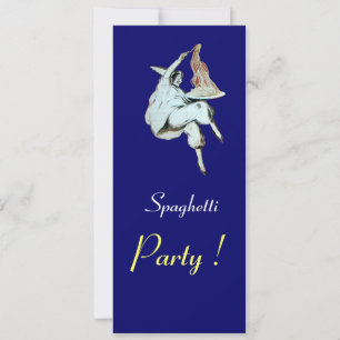 Invitation SPAGHETTI PARTY, ITALIEN KITCHEN rouge bleu dîner