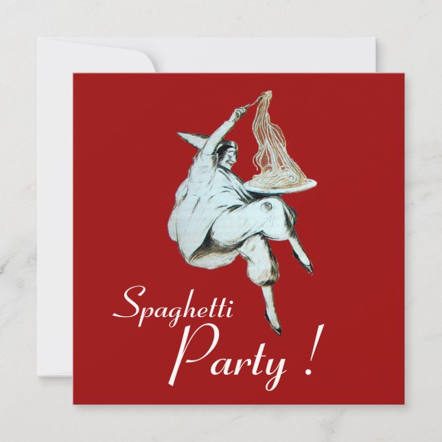 Invitation SPAGHETTI PARTY, ITALIEN KITCHEN rouge vert dîner (Devant)