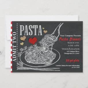 Invitation Spaghetti Pasta Chalk Rustique dîner de Saint-Vale