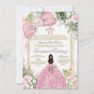 Invitation Spanish Pink Sage Green Charra Princess Floral 15
