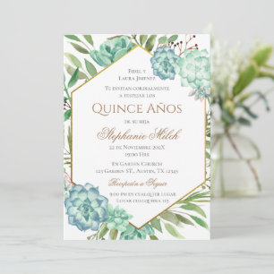 Invitation Spanish Quinceanera Greenery Floral