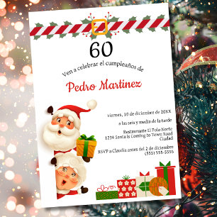 Invitation Spanish Santa & Mrs Claus Noël 60e Anniversaire