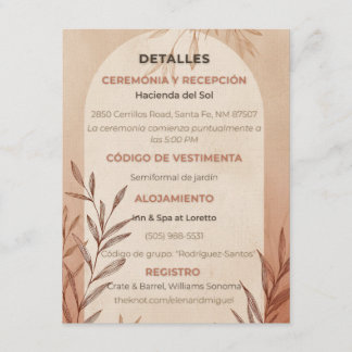 Invitation Spanish Wedding Details Card Terracotta Arch