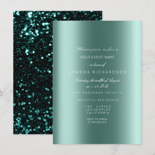 Invitation Spark Metallic Black Paillettes Mariage Teal