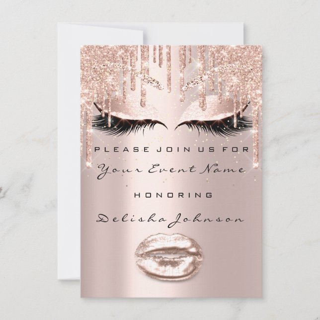 Invitation Spark Sweet 16th Drips Parties scintillant Lèvres  (Devant)