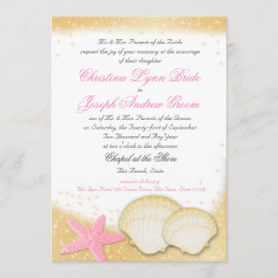 Invitation Sparkle Beach Sea Shells et Starfish