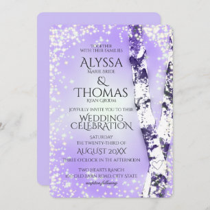 Invitation Sparkle Birch Mariage Violet