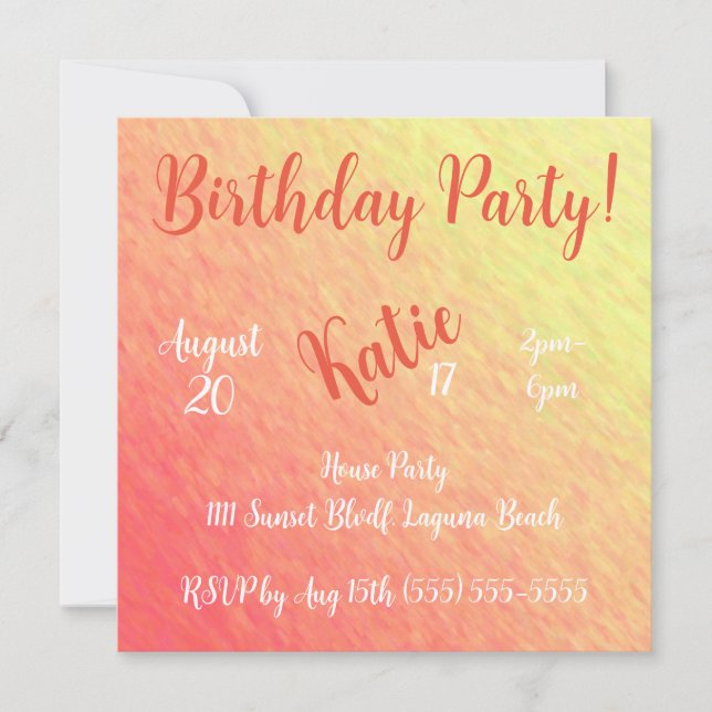 Invitation Sparkle du lever du soleil - Anniversaire (Devant)