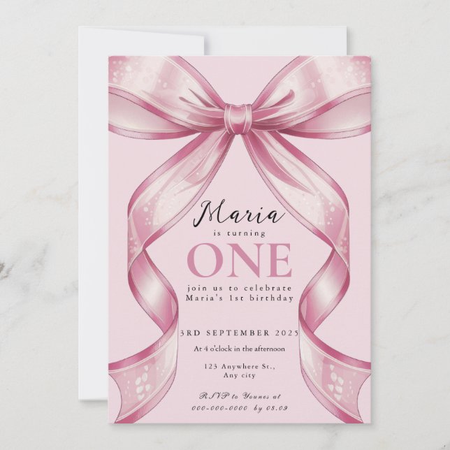 Invitation Sparkle Pink Coquette Bow 1st (Devant)
