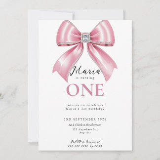 Invitation Sparkle Pink Coquette Bow 1st