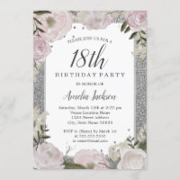 Sparkle Rose Argent Floral 18e Anniversaire