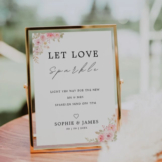 Invitation Sparklers rose, Mariage Envoi Désactivé, (Rose Sparklers Sign, Wedding Send Off Sign, Invitation)
