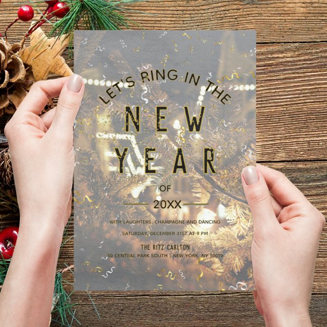 Invitation Sparkling Night Lights Christmas New Year Party (Créateur téléchargé)