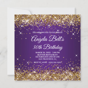 Invitation Sparkly Gold Parties scintillant Royal Purple 30e 