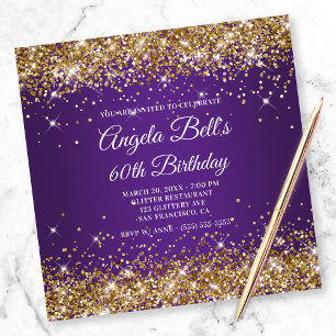 Invitation Sparkly Gold Parties scintillant Royal Purple 60e