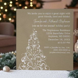 Invitation Sparkly Holiday Tree, Latte