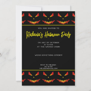 Invitation Sparkly Jack O'Lantern motif d'Halloween noir