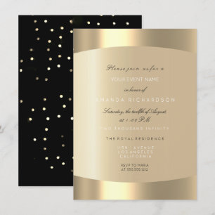 Invitation Sparkly Métallurgique Noir Confetti Sepia VIP