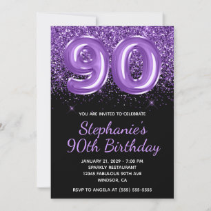 Invitation Sparkly Royal Purple Parties scintillant Noir Numé