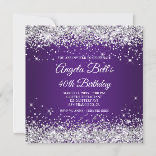 Invitation Sparkly Silver Parties scintillant Royal Purple 40