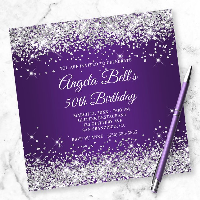 Invitation Sparkly Silver Parties scintillant Royal Purple 50 (Créateur téléchargé)