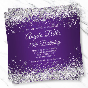 Invitation Sparkly Silver Parties scintillant Royal Purple 75
