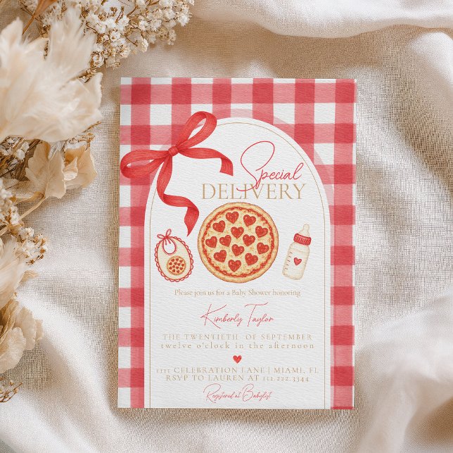 Invitation Special Delivery Heart Pizza Baby Shower (Créateur téléchargé)