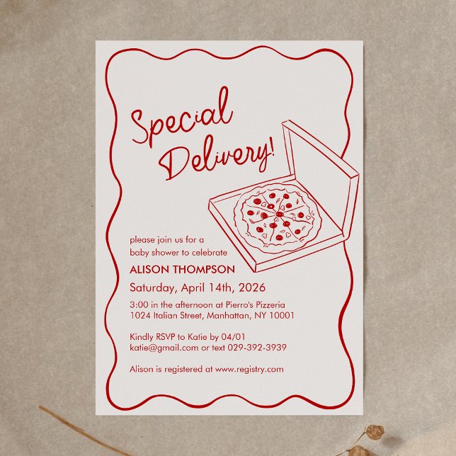 Invitation Special Delivery Pizza Baby Shower (Créateur téléchargé)