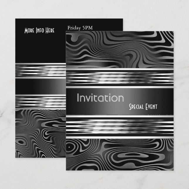 Invitation Special Event Black Silver Metal (Front/Back)