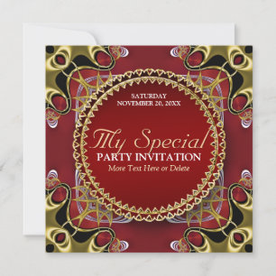 Invitation spéciale de fête en or rouge exotique
