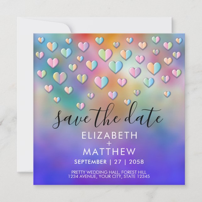Invitation Speckles Coeur Coloré Design (Devant)