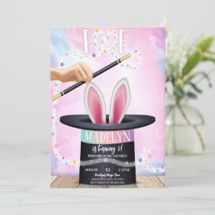 Invitation Spectacle de magie rose Anniversaire