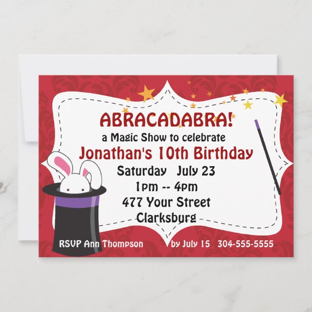 Invitation Spectacle magique d'Abracadabra (Devant)