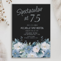 Spectaculaire 75 Dusty bleu blanc floral noir