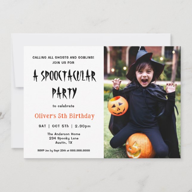 Invitation Spectaculaire parti Anniversaire de enfant Hallowe (Devant)