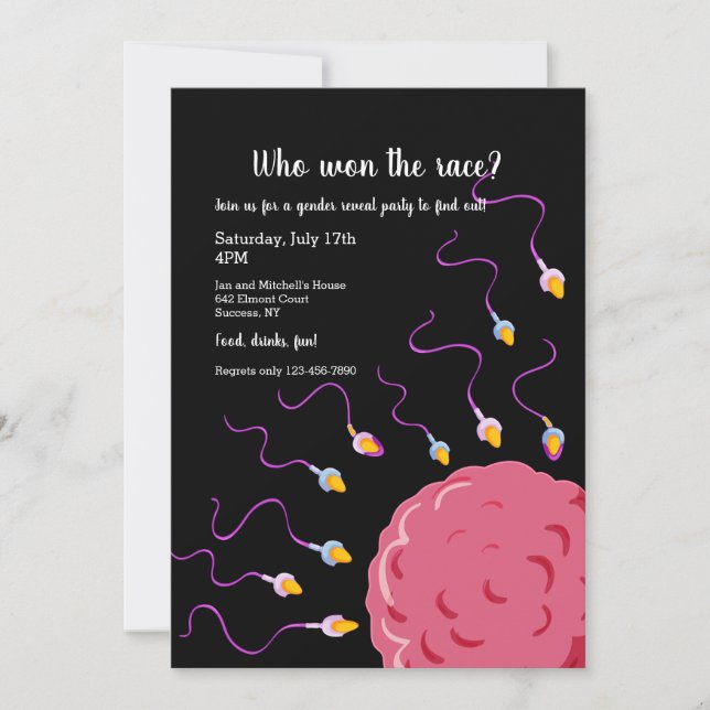 Invitation Sperm Race Genre Revela Party (Devant)