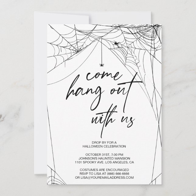 Invitation Spider Come Hang Halloween Party (Devant)