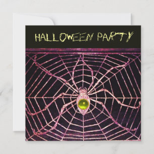 INVITATION SPIDER ET WEB JAUNE TOPAZ NOIR HALLOWEEN PARTY