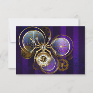 Invitation Spider Steampunk sur Arrière - plan pourpre