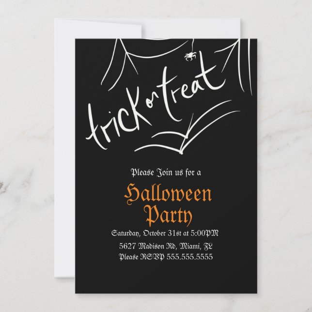 Invitation Spider Trick ou traiter Halloween fête d'anniversa (Devant)