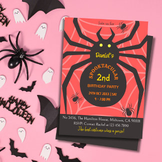 Invitation Spider Web 2e anniversaire fête éffrayante d'Hallo