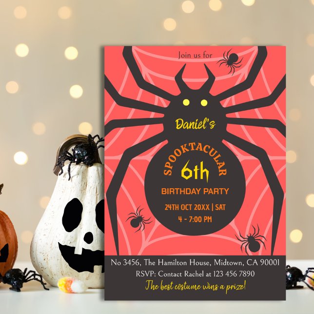 Invitation Spider Web 6e anniversaire fête éffrayante d'Hallo (Créateur téléchargé)