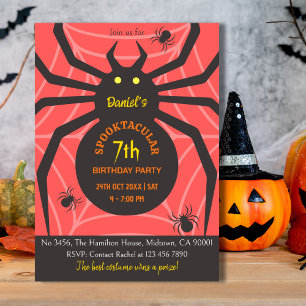 Invitation Spider Web 7e anniversaire fête éffrayante d'Hallo
