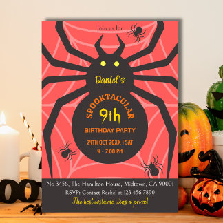 Invitation Spider Web 9e anniversaire fête éffrayante d'Hallo