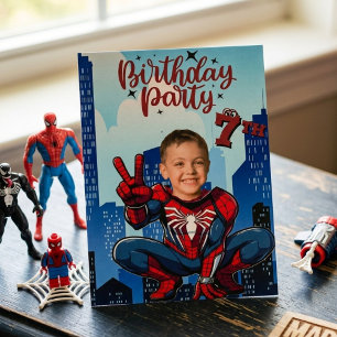 Invitation Spiderman Super-héros Photo Fête d'anniversaire