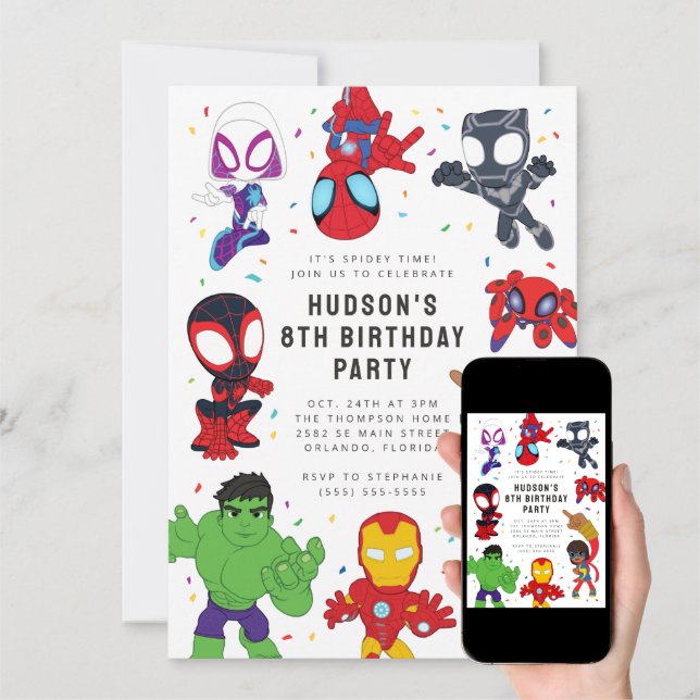 Lot de 20 cartes d'invitation pour fête d'anniversaire sur le thème de  Spidey et ses amis incroyables : : Cuisine et Maison