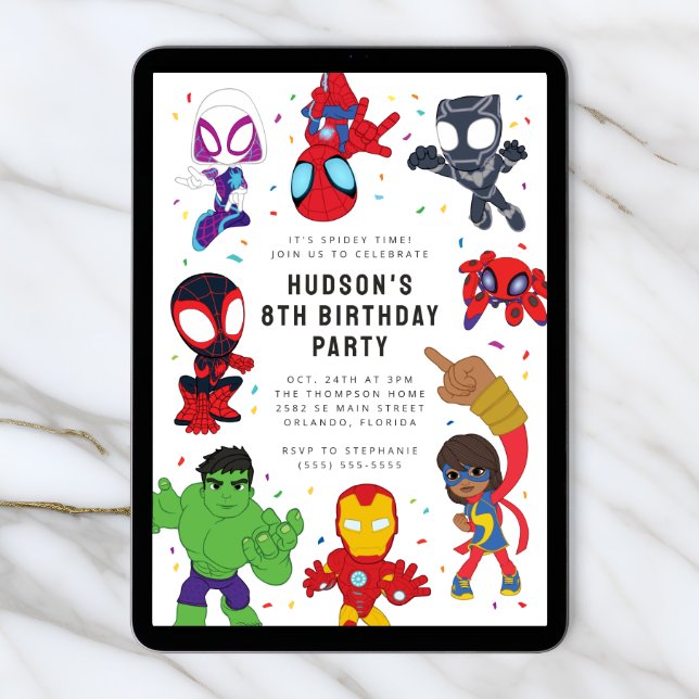 Lot de 20 cartes d'invitation pour fête d'anniversaire sur le thème de  Spidey et ses amis incroyables : : Cuisine et Maison