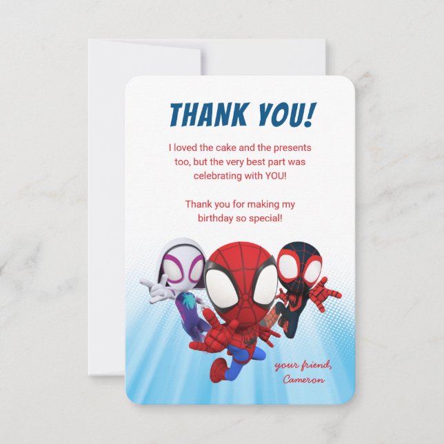 Invitation Spidey et ses amis Extraordinaires Merci d'anniver (Devant)